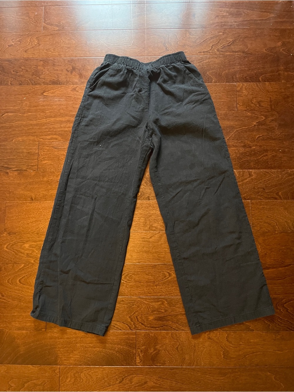 SHEIN Black Elastic-Waist Wide-Leg Joggers